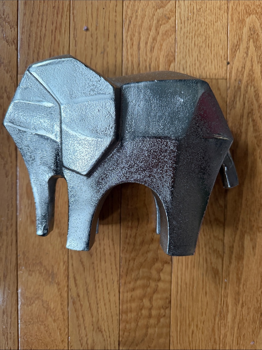 Geometric Elephant Sculpture Silver Metal Modern Art 8.5” 7”high heavy.